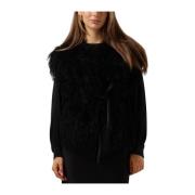 Zwarte Gilet met Franjes voor Vrouwen Ibana , Black , Dames