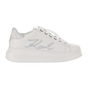 Leren Veterschoenen Wit Logo Karl Lagerfeld , White , Dames