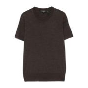 Regal Wool Korte Mouw Sweater Tee Theory , Brown , Dames