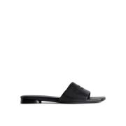 Zwarte Leren Platte Sandalen Balenciaga , Black , Dames