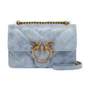 Love Bag Mini Leren Schoudertas Pinko , Blue , Dames