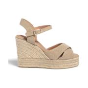 Hoge Espadrille Sandalen Ivoor Katoen Castañer , Beige , Dames