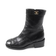 Pre-owned Leather boots Chanel Vintage , Black , Dames