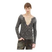 Check Weave Crewneck Top Diesel , Gray , Heren