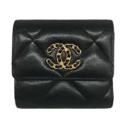 Pre-owned Leather wallets Chanel Vintage , Black , Dames