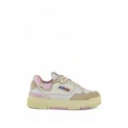 Witte Sneakers met Beige en Roze Accents Autry , White , Dames