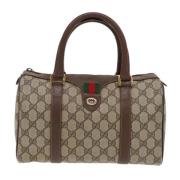 Pre-owned Leather travel-bags Gucci Vintage , Beige , Dames