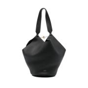 Zwarte Pebble Leren Toggle Handtas Khaite , Black , Dames