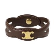 Bruin Leren Armband met Uitgesneden Ontwerp Celine , Brown , Dames