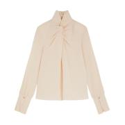 Essentiële Knoopshirt Patrizia Pepe , Beige , Dames