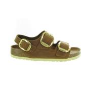 Grote Gesp Leren Sandalen Birkenstock , Brown , Dames