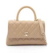 Pre-owned Leather chanel-bags Chanel Vintage , Beige , Dames