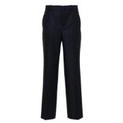 Blauwe Wollen Broek Keperbinding Gucci , Blue , Dames