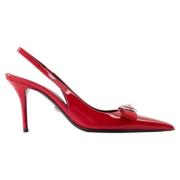 Leather heels Versace , Red , Dames