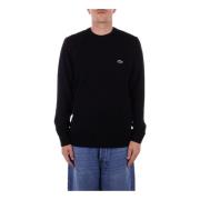 Zwarte Logo Front Sweater Lacoste , Black , Heren