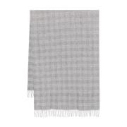 Grijs Geruit Patroon Franje Sjaal Brunello Cucinelli , Gray , Dames