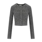 Grijze Bouclé Wol Vest met Strass Details Elisabetta Franchi , Gray , ...