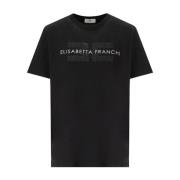 Zwart Logo T-shirt met Strass Elisabetta Franchi , Black , Dames