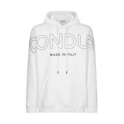 Hoodie met Contrastlogo en Kangoeroezak Dondup , White , Heren