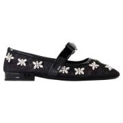 Leather flats Versace , Black , Dames