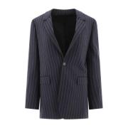 Blauwe Gestreepte Wollen Blazer Celine , Blue , Dames