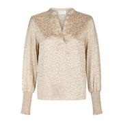 Leo Jacquard Blouse Champagne Neo Noir , Beige , Dames