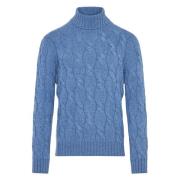 Luxe Cashmere Rollneck Sweater Gran Sasso , Blue , Heren