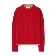 Rode Cashmere Trui Ronde Hals Tory Burch , Red , Dames