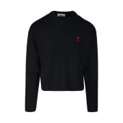 Zwart Rood Crewneck Sweater Ami Paris , Black , Heren