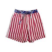 Gestreepte katoenen shorts met elastische taille Claramonte , Red , He...