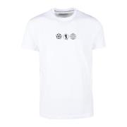 Katoen Elastaan T-shirt Bikkembergs , White , Heren