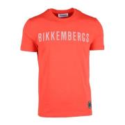 Katoen Spandex T-shirt Bikkembergs , Red , Heren