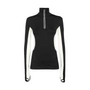 Zwarte Grenoble Sweater met Rits Kraag Moncler , Black , Dames