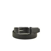 Heren Leren Riem Zwart Effen Gesp Hugo Boss , Black , Heren