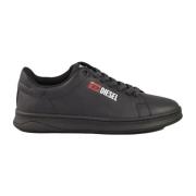 Leren Sneakers met Rubberen Zool Diesel , Black , Heren