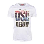 Katoenen T-shirt Diesel , White , Heren