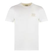 Geborduurde Crew-neck Katoenen T-shirt Burberry , White , Heren