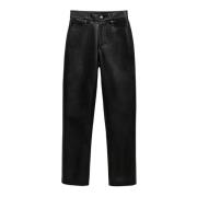 Stijlvolle Zwarte Leren Broek Anine Bing , Black , Dames