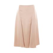 Champagne Zijden Midi Rok Fendi , Beige , Dames