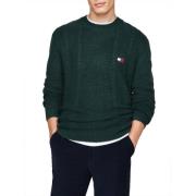 Groene trui met slanke kabelbrei Tommy Jeans , Green , Heren