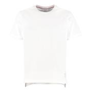 Geribbeld katoenen T-shirt met contrasterende details Thom Browne , Wh...