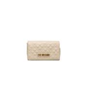 Stijlvolle Beige Schoudertas met Logo Love Moschino , Beige , Dames