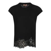 Korte Mouw Ronde Hals T-Shirt Ermanno Scervino , Black , Dames