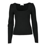 Stijlvolle Viscose Polyester Top MeiMeiJ , Black , Dames