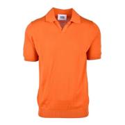 Gebreid Katoenen Poloshirt Alpha Studio , Orange , Heren