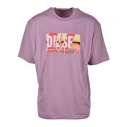 Katoenen T-shirt Diesel , Purple , Heren