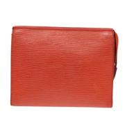 Pre-owned Leather clutches Louis Vuitton Vintage , Orange , Dames