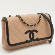 Pre-owned Leather chanel-bags Chanel Vintage , Beige , Dames