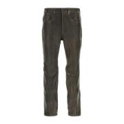 Bruin Leren Modieuze Broek Diesel , Brown , Heren