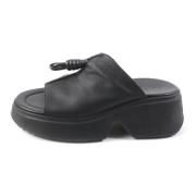 Pre-owned Leather sandals Loewe Pre-owned , Black , Dames